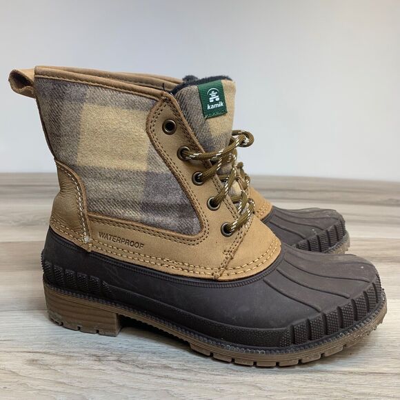 Kamik Sienna Womens Sz 7 3M Thinsulate Insulation Duck Boots Taupe Mid Calf 200G - Picture 1 of 13
